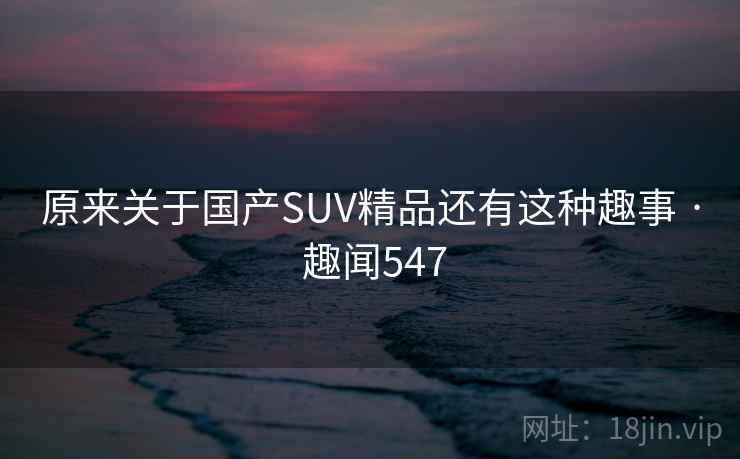 原来关于国产SUV精品还有这种趣事 · 趣闻547